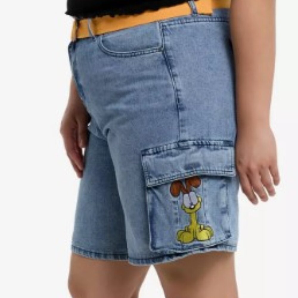 Garfield & Odie Denim Cargo Shorts Plus Size